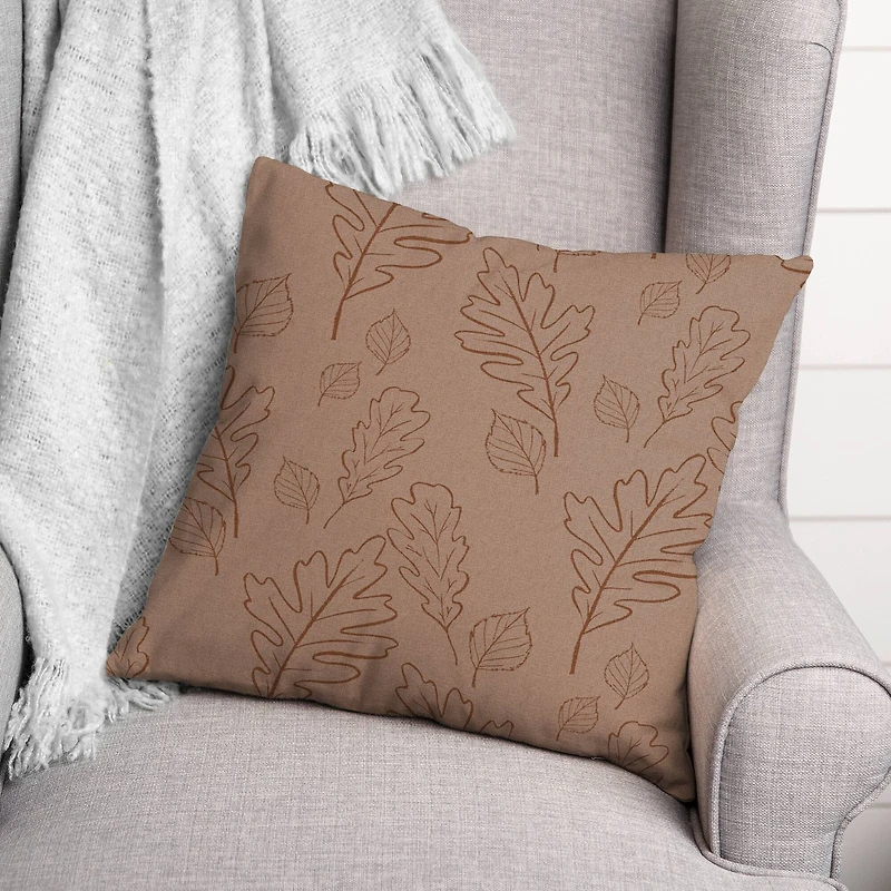 Dusty Rose Large Leaf Pattern Throw Pillow