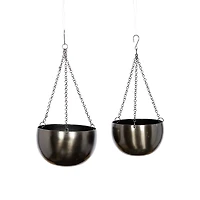 Black Metal Glam Hanging Planter Set