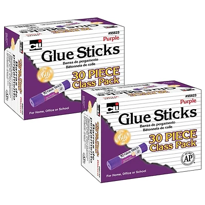 Charles Leonard Purple Glue Stick Class Pack, 2 Packs of 30