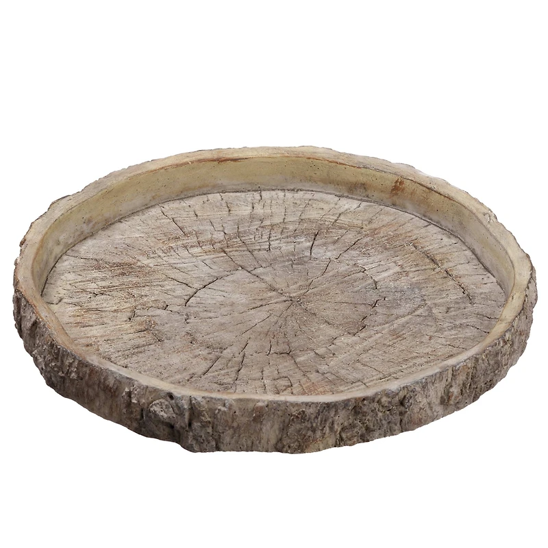 13" Round Wood Log Cement Plate 