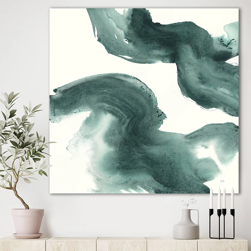 Designart - Gouache Green on Gray I