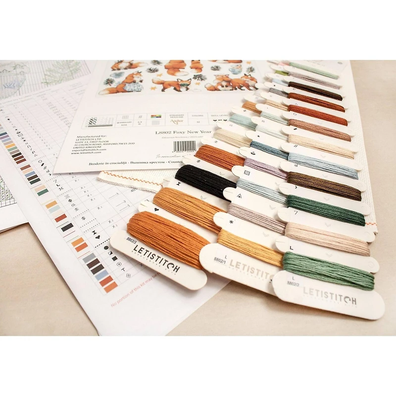 LetiStitch Foxy New Year Counted Cross Stitch Kit