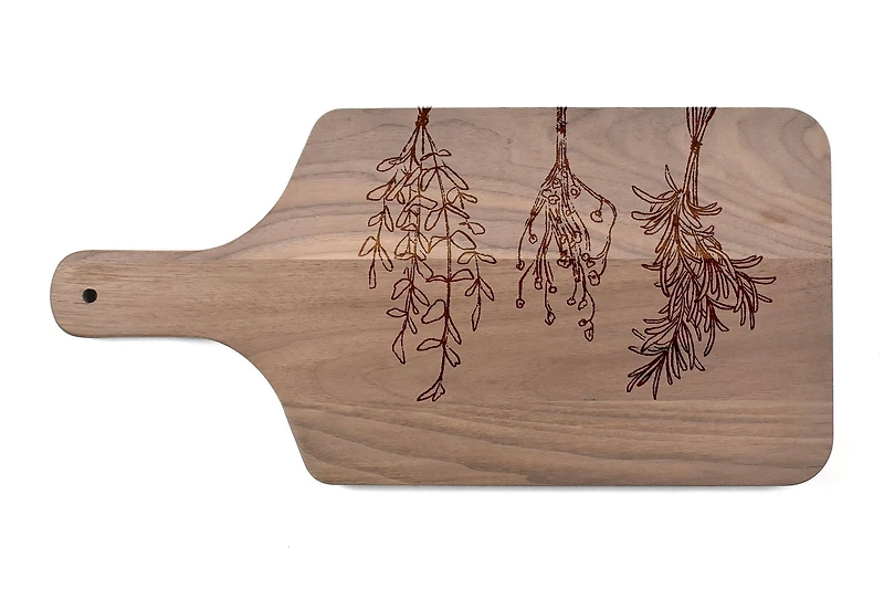 Dried Herbs 17" x 8" Walnut Paddle Cutting Board