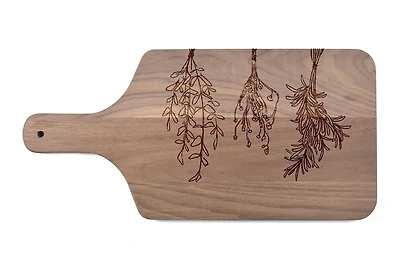 Dried Herbs 17" x 8" Walnut Paddle Cutting Board