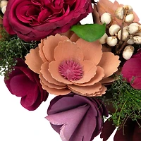 13.5" Wooden Floral Artificial Spring Wreath with Dried Pods