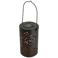 8" Black Owl Outdoor Solar Lantern with Handle