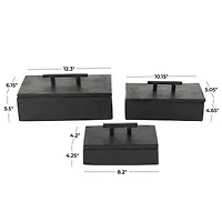 Black Marble Decorative Box with Aluminum Bar Handles, 3ct.