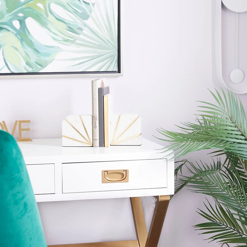 White Glam Abstract Bookends,