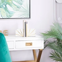 White Glam Abstract Bookends,