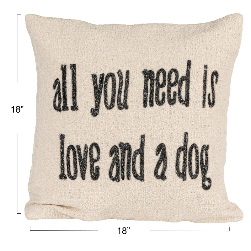 Hello Honey® All You Need White Square Cotton & Jute Pillow