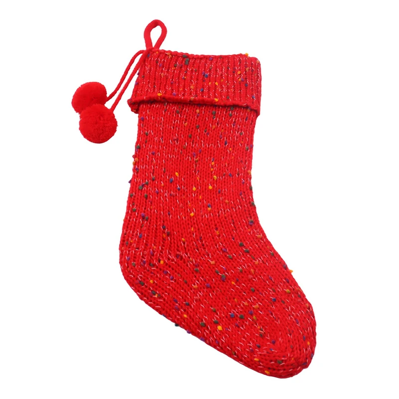 18" Red Knit Stocking with Pom Poms by Ashland®