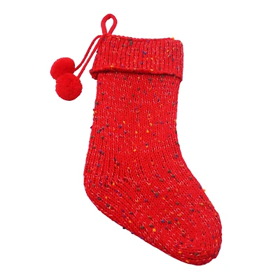 18" Red Knit Stocking with Pom Poms by Ashland®