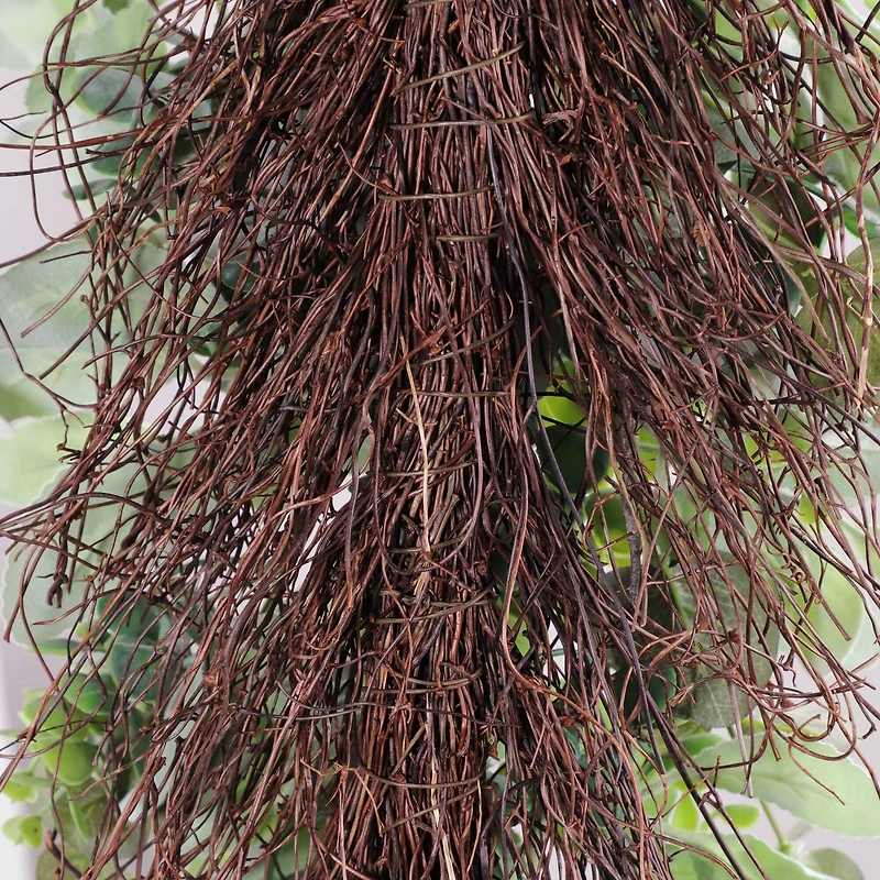 30" Lamb's Ear & Greenery Teardrop Swag with Bow