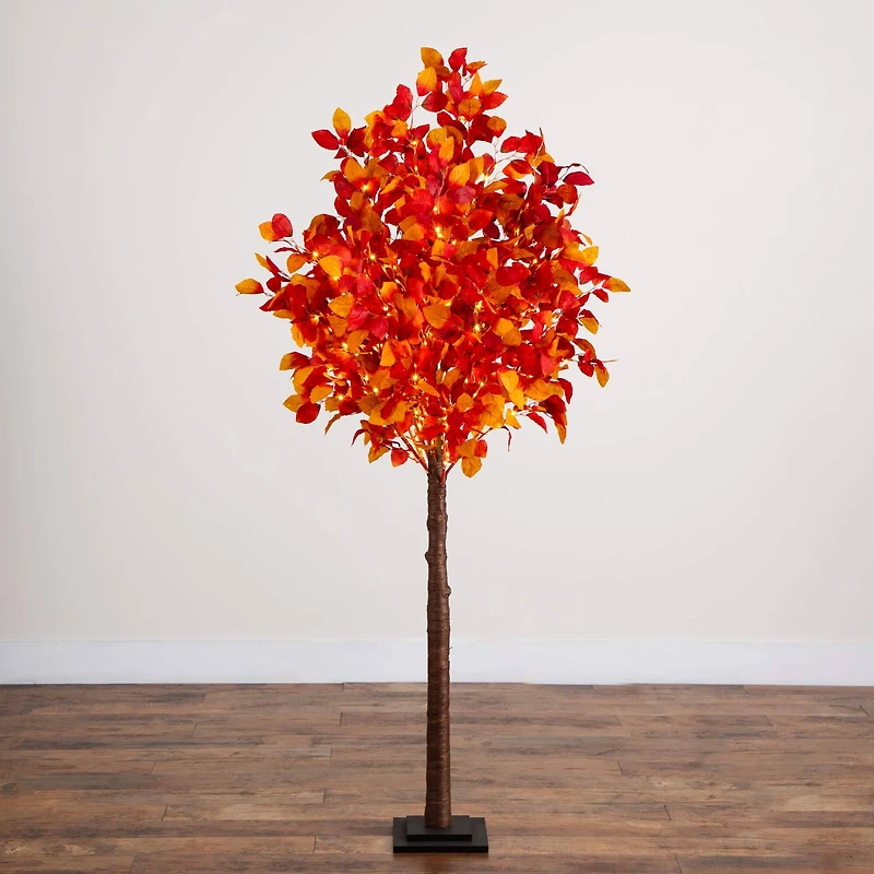 6ft. Pre-Lit Autumn Artificial Fall Tree with 300 Warm White LED Lights