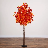 6ft. Pre-Lit Autumn Artificial Fall Tree with 300 Warm White LED Lights