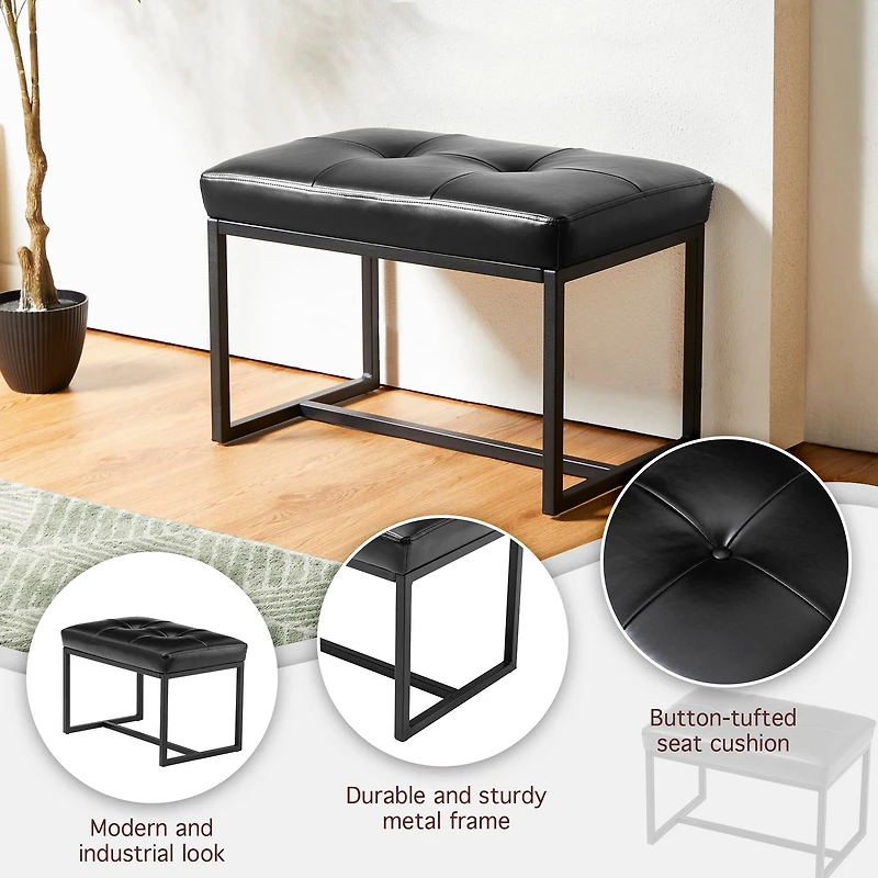 Glitzhome® Modern Thick Leatherette Accent Stool