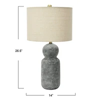 Hello Honey® 26.5" Curvy Gray Stoneware Desk Lamp with Linen Drum Shade