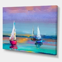 Designart - Impressionist Seascape With Little Ships I