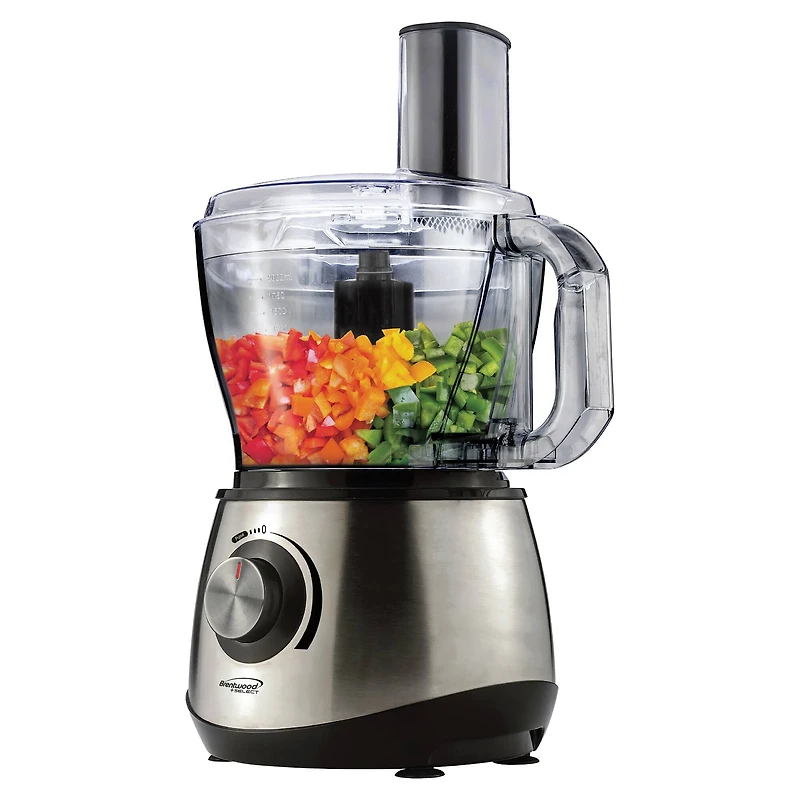 Brentwood 12-Cup 600-Watt Stainless Steel Food Processor