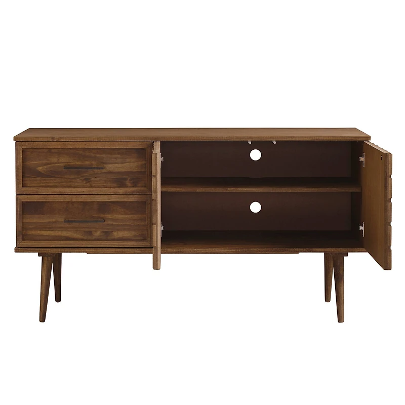 Walker Edison 58" Brown Solid Wood 2-Drawer Prism Sideboard