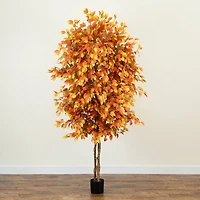 8ft. Potted Artificial Autumn Ficus Tree