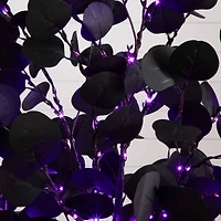 6ft. Pre-Lit Artificial Halloween Black Eucalyptus Tree with 300 Orange & Purple LED Lights