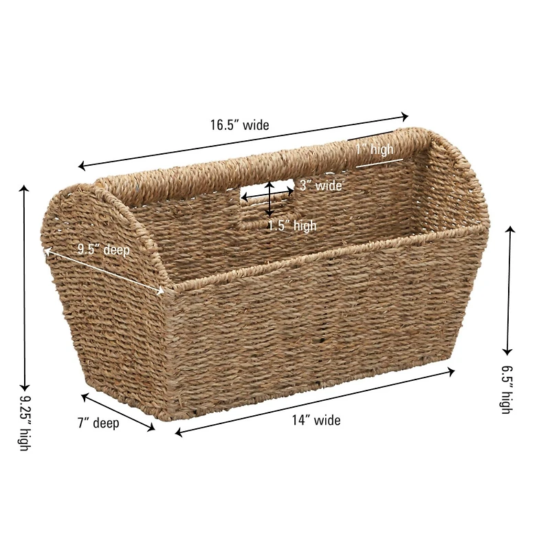 Household Essentials 16.5" Wide Seagrass Rectangular Woven Magazine Rack 
