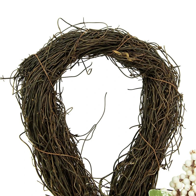 24" Pumpkins & Berries Artificial Fall Harvest Twig Teardrop Swag