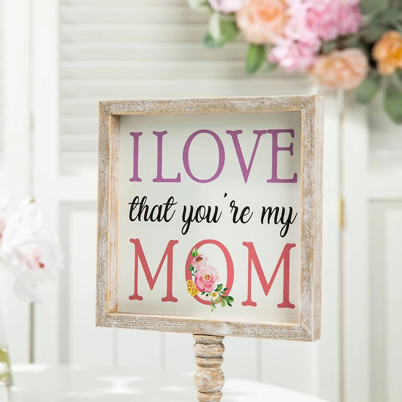 Glitzhome® 11.5" Wood Mother's Day Table Décor