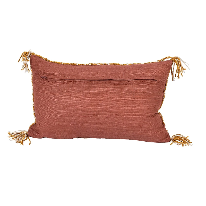 Hello Honey® Embroidered Rust & Orange Lumbar Pillow with Tassels