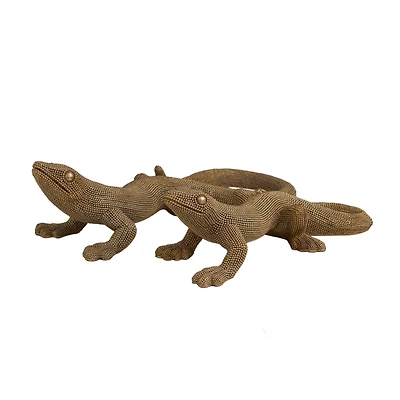 Gold Beaded Lizard Sculpture Set
