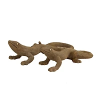 Gold Beaded Lizard Sculpture Set
