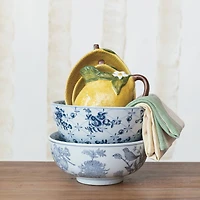 Hello Honey® 10" Blue & White Aviary Garden Stoneware Bowl