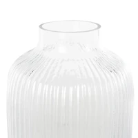13" Clear Glass Ribbed Fluted Decorative Vase