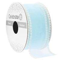 1.5" x 3yd. Blue Sheer Pearl Edge Ribbon by Celebrate It® Classic