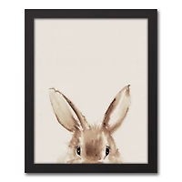 Peeking Bunny 11" x 14" Black Floating Framed Canvas