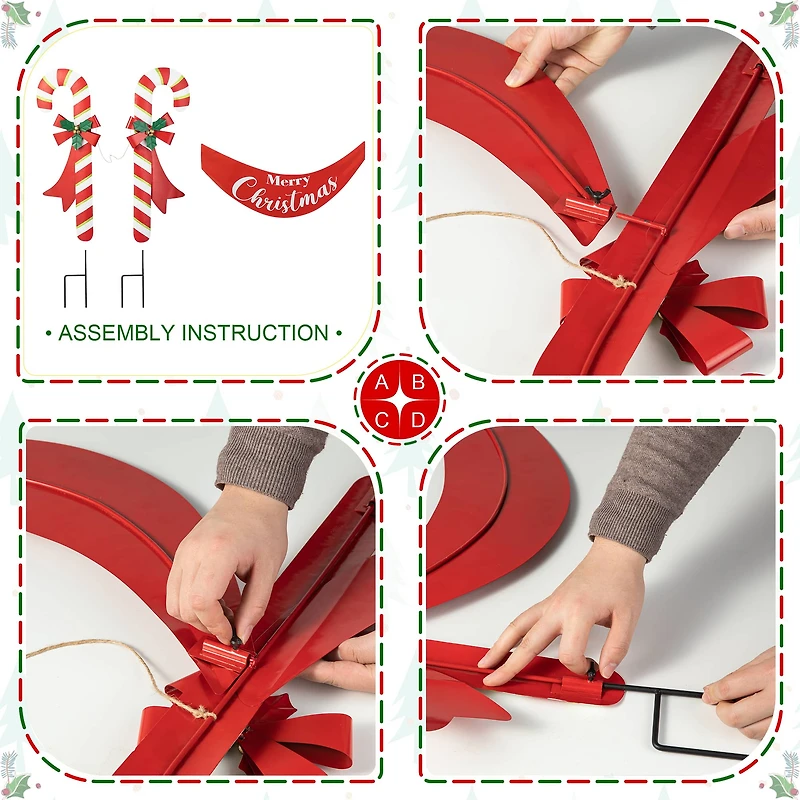 Glitzhome® 3ft. Merry Christmas Candy Cane Metal Yard Stake