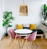 Hello Honey® 16" Coastal Pendant Lamp with Natural Paper Rope Shades, Fringe Detail and Iron Base