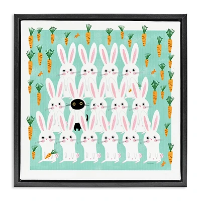 Stupell Industries Cat Mixed with Bunnies Floater Framed Art