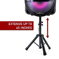 beFree Sound 12" Bluetooth Rechargeable Portable PA Party Speaker With Reactive LED Lights & Stand
