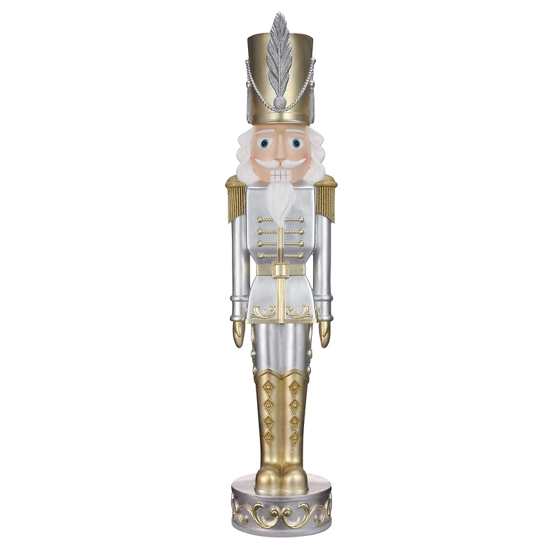 Haute Decor 48" Silver & Gold Christmas Nutcracker Soldier