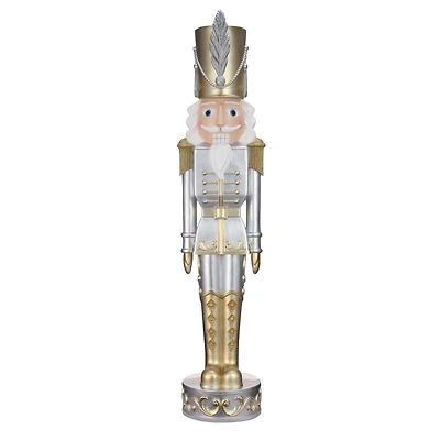 Haute Decor 48" Silver & Gold Christmas Nutcracker Soldier