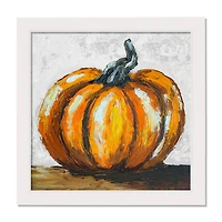 Painterly Pumpkin Wall Art in White Frame