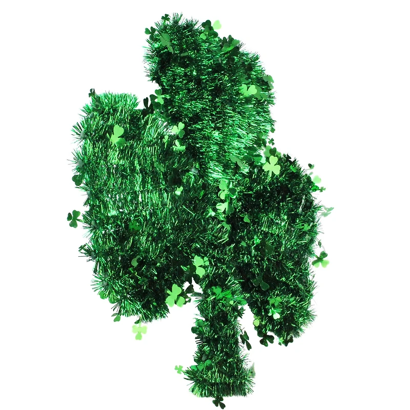 17" St. Patrick's Day Irish Shamrock Tinsel Window Decoration