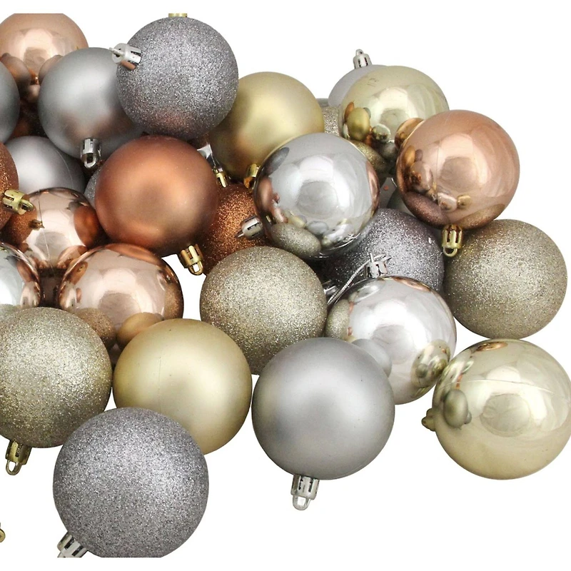 60ct. 2.5" Earth Tone Shatterproof 3-Finish Christmas Ball Ornaments