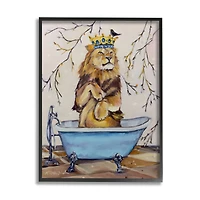Stupell Industries Regal Jungle Lion in Blue Claw Bath in Frame Wall Art