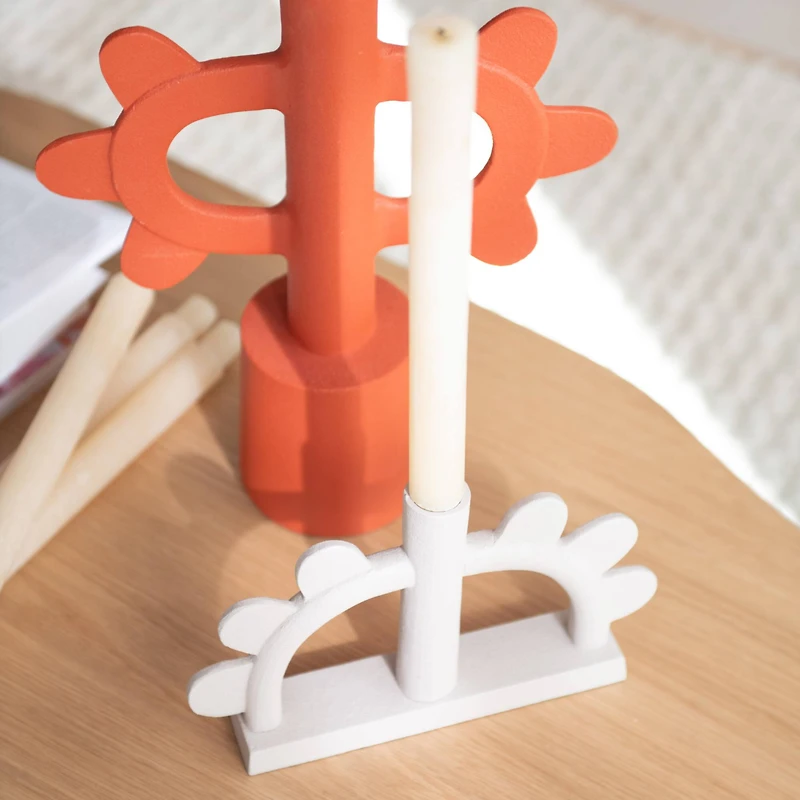 Hello Honey® 9" White Scalloped Taper Candle Holder