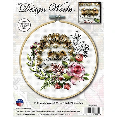 Design Works™ 8'' Round Hedgehog Counted Cross Stitch Kit