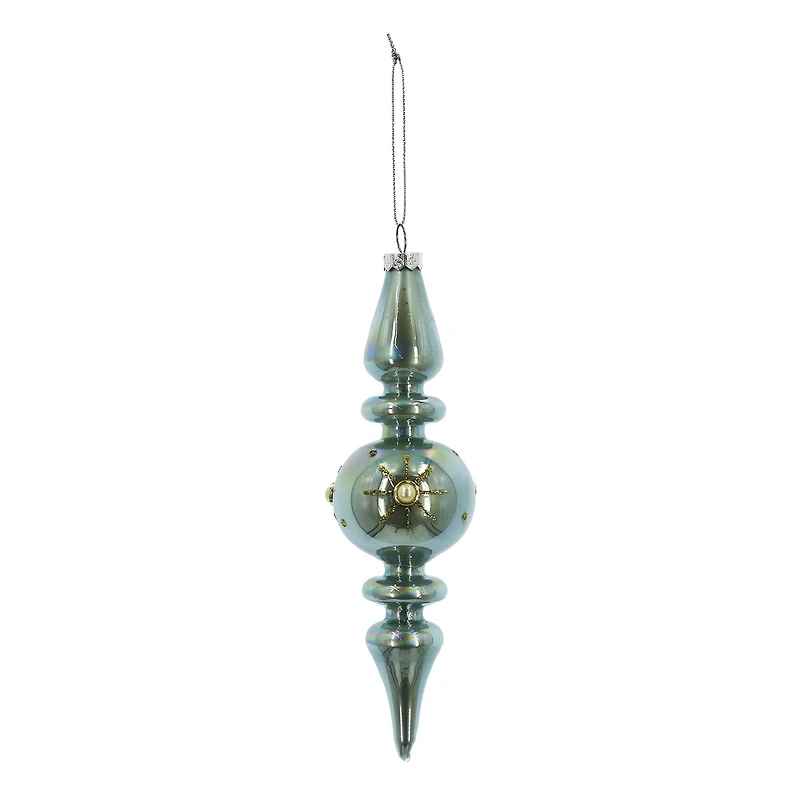 6.5" Iridescent Light Blue Glass Finial Ornament by Ashland®