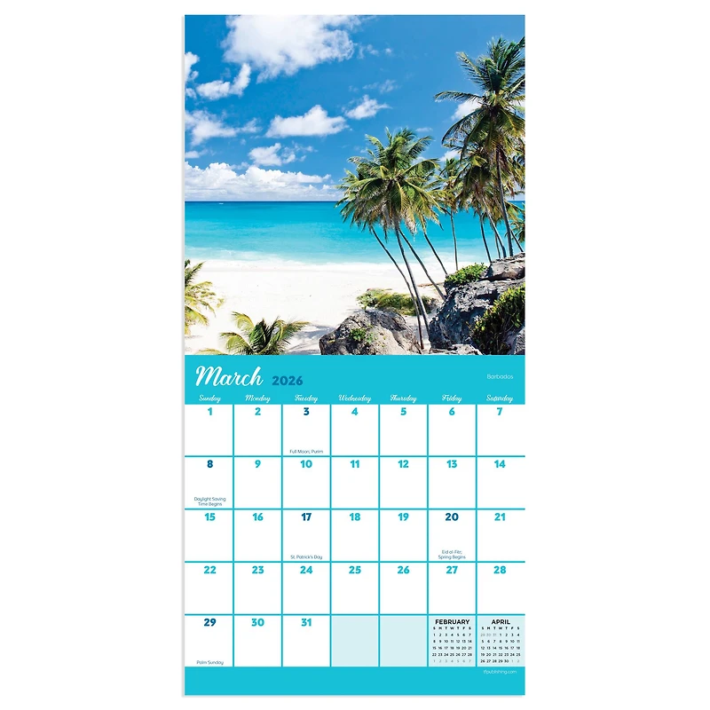 2026 Tropical Beaches Mini Calendar